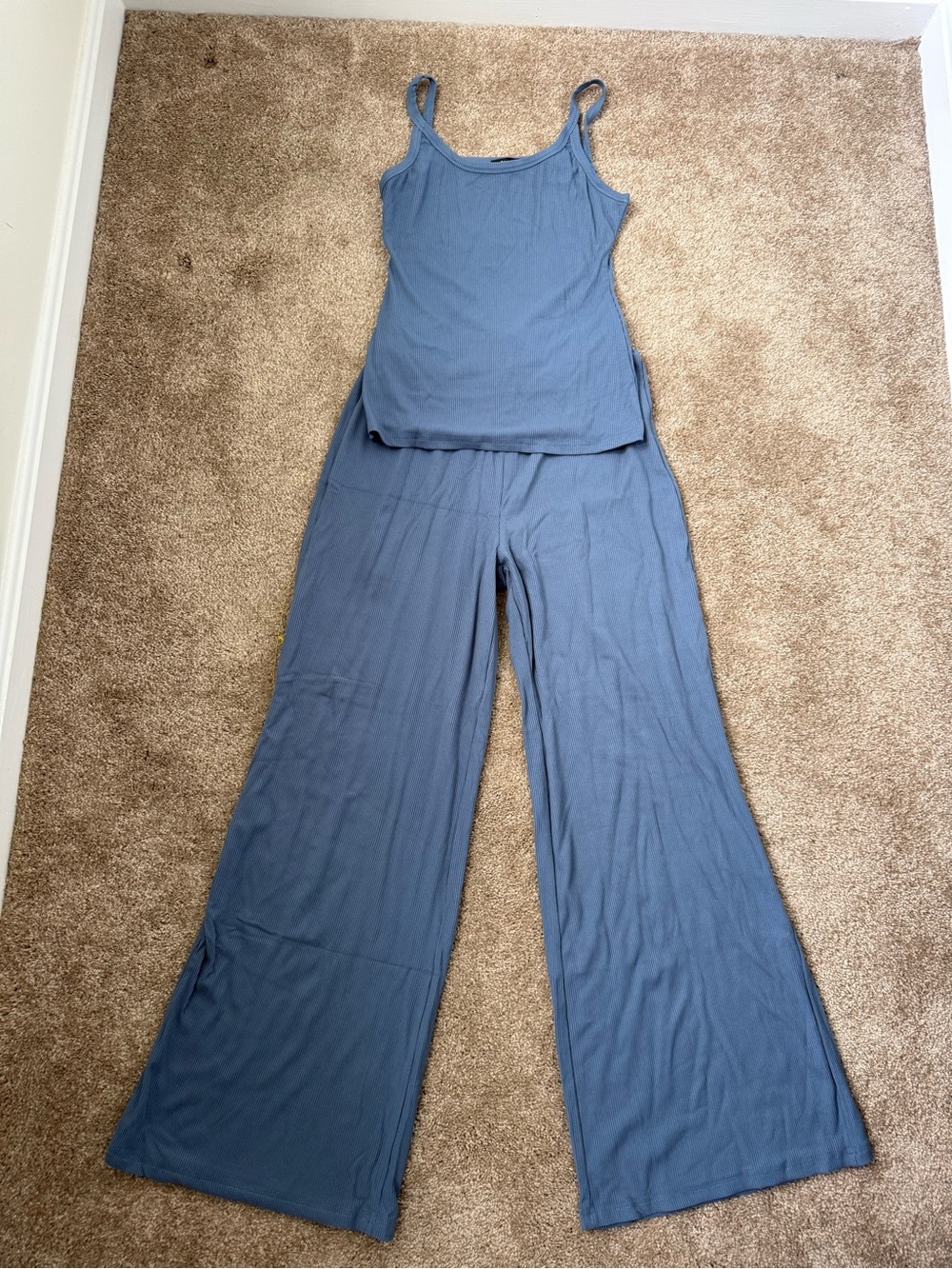 NEW IN BAG: Soft Wide-Leg Pajama Set in Slate Blue - Comfortable Tank & Pants